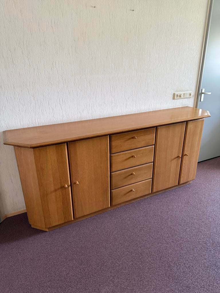 Eikenhouten dressoir met lades en deuren, Ophalen, Gebruikt, 150 tot 200 cm, Eikenhout
