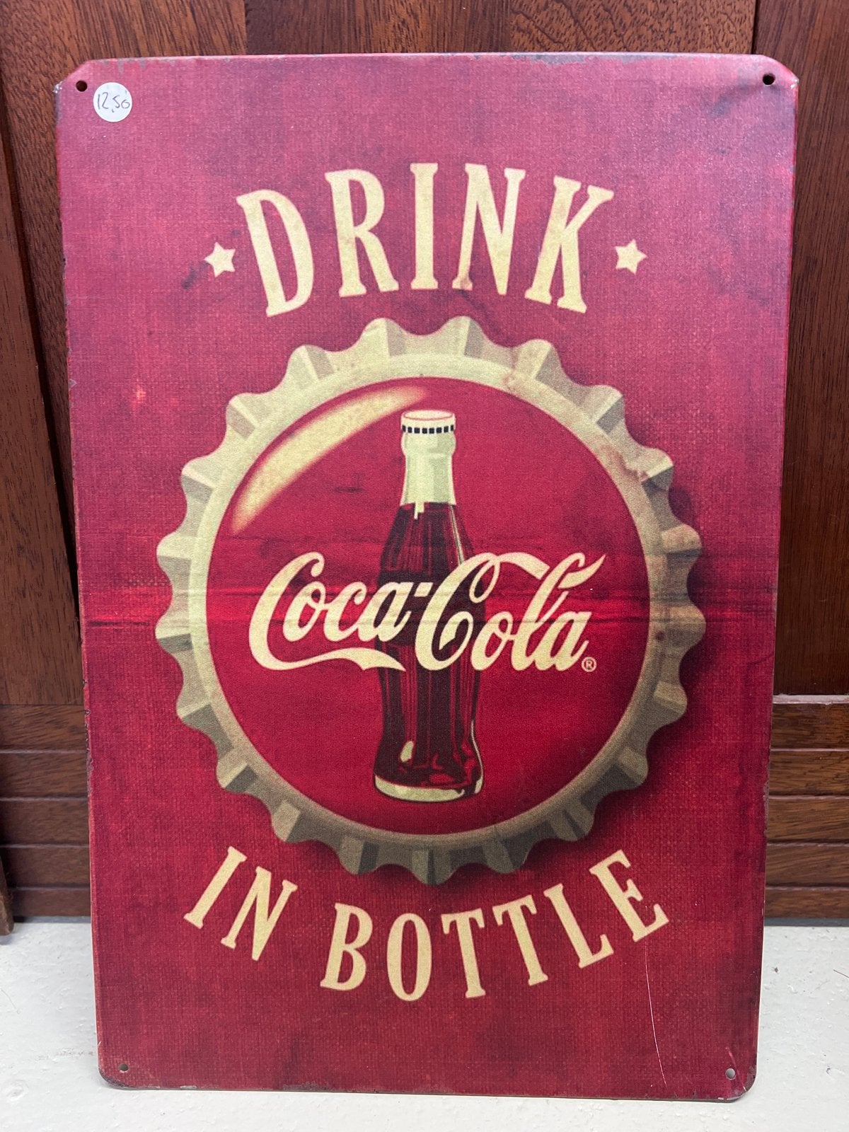 Coca-Cola Reclamebord - Drink in Fles, Verzamelen, Reclamebord, Ophalen of Verzenden, Zo goed als nieuw, X