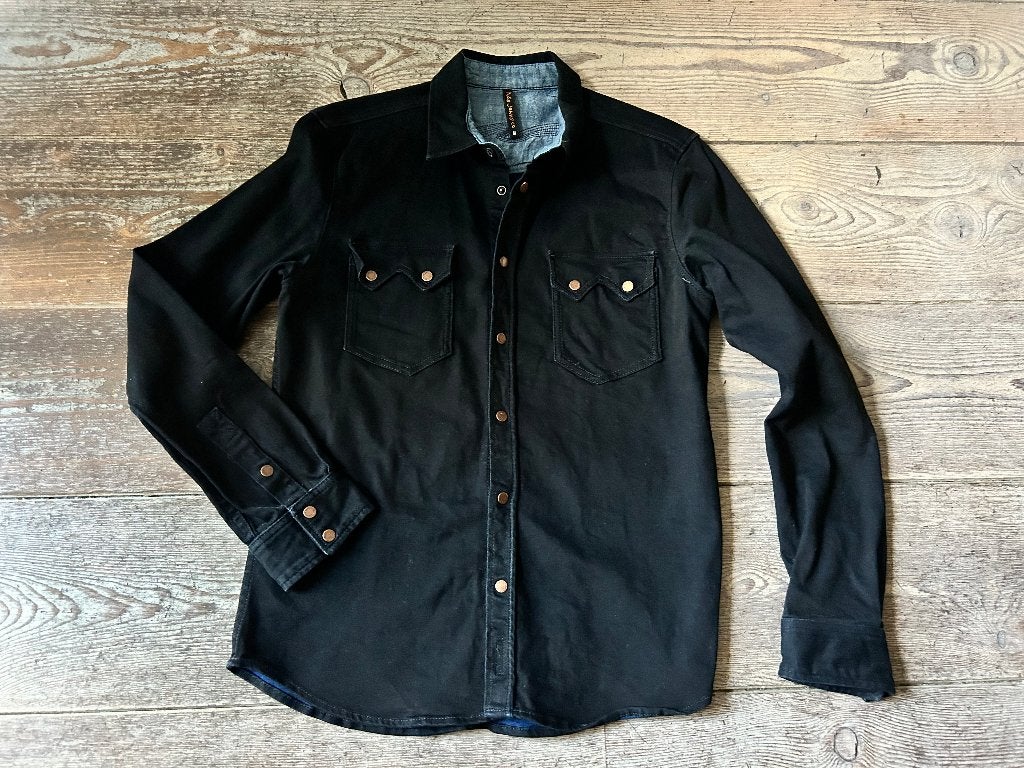 Demin overhemd van Nudie Jeans, Maat M, zo goed als NIEUW, Zwart, Zo goed als nieuw, Nudie jeans, Halswijdte 39/40 (M)