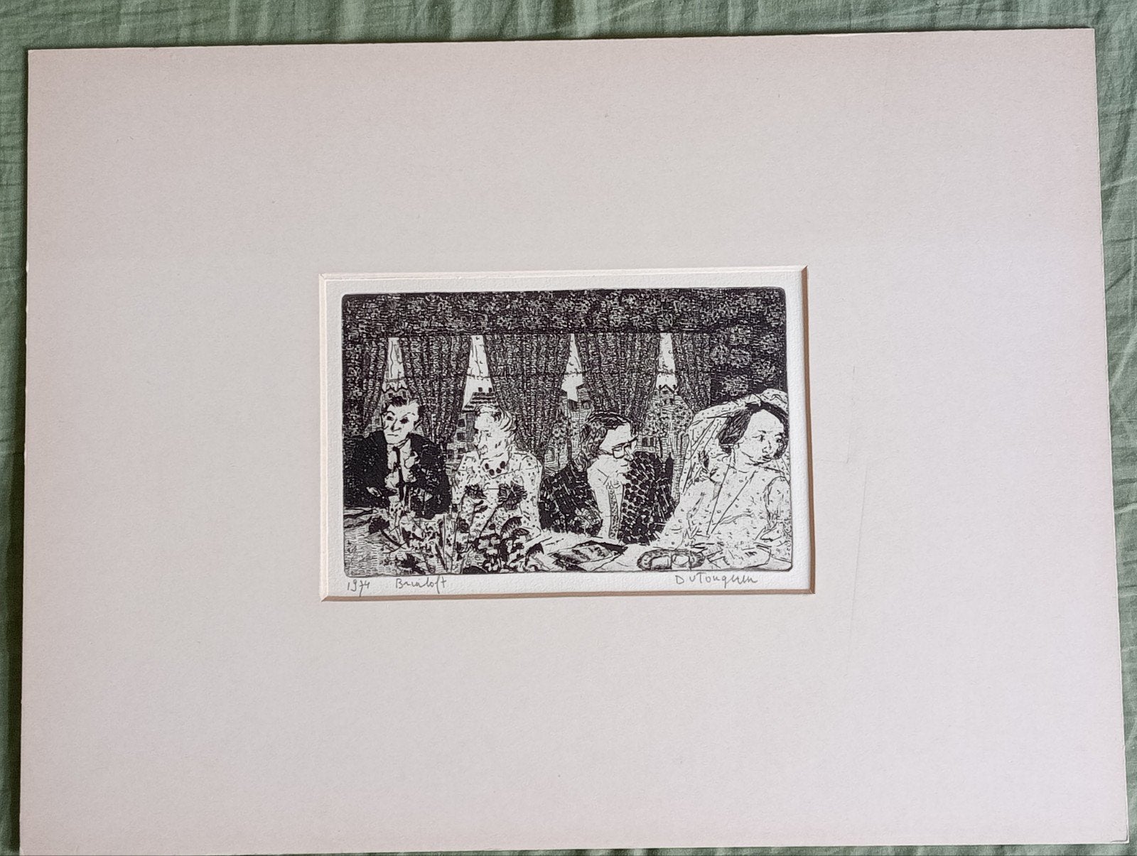 Dineke van Tongeren Ets 'Bruiloft' 1974, Antiek en Kunst, Ophalen of Verzenden
