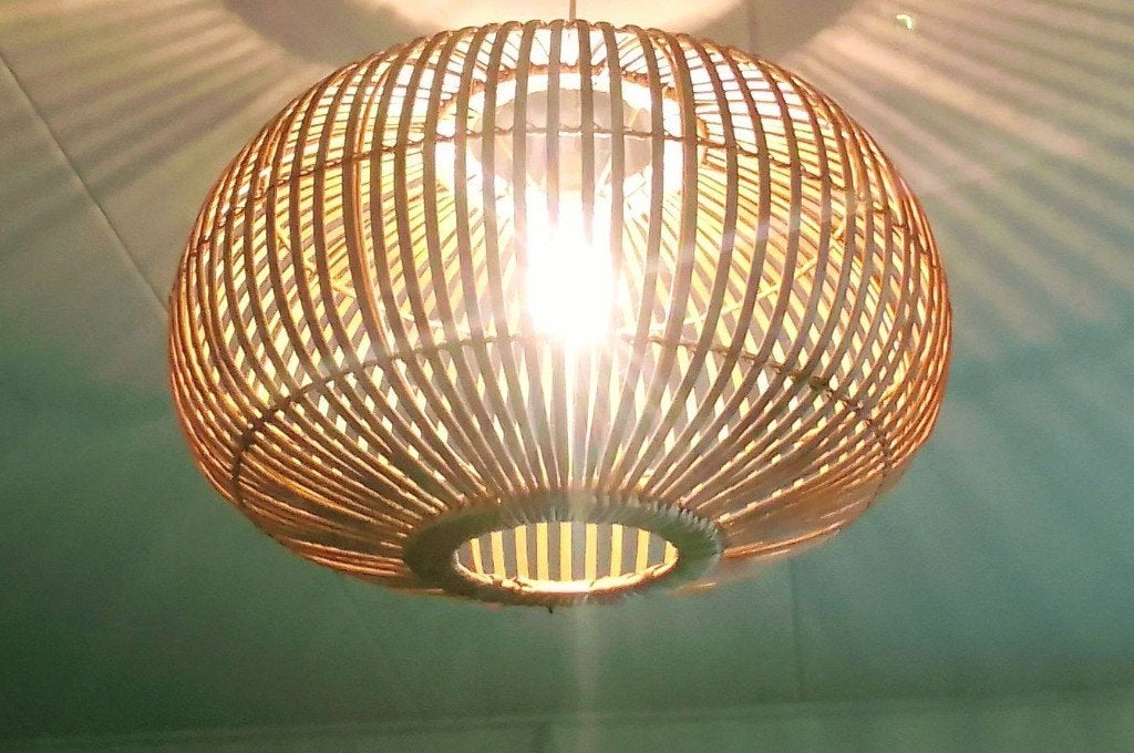 Bamboe hanglamp, Ophalen, Gebruikt, Metaal, E27 (groot)