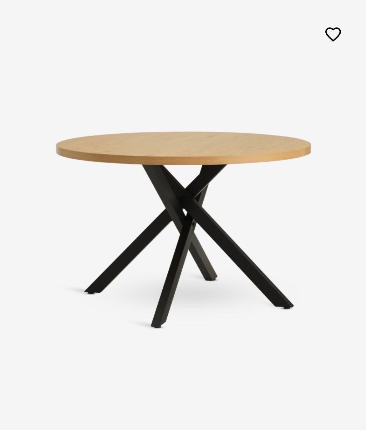 Moderne ronde eettafel met zwart metalen onderstel, Huis en Inrichting, 150 tot 200 cm, Ophalen of Verzenden, Zo goed als nieuw