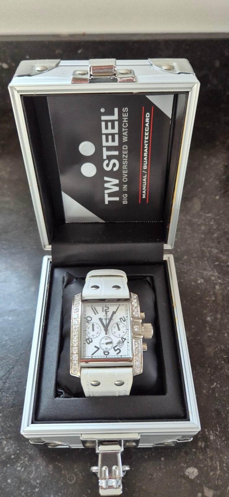 TW Steel Chronograaf dameshorloge TW118 wit, Sieraden, Tassen en Uiterlijk, Overige merken, Leer, Staal, Verzenden