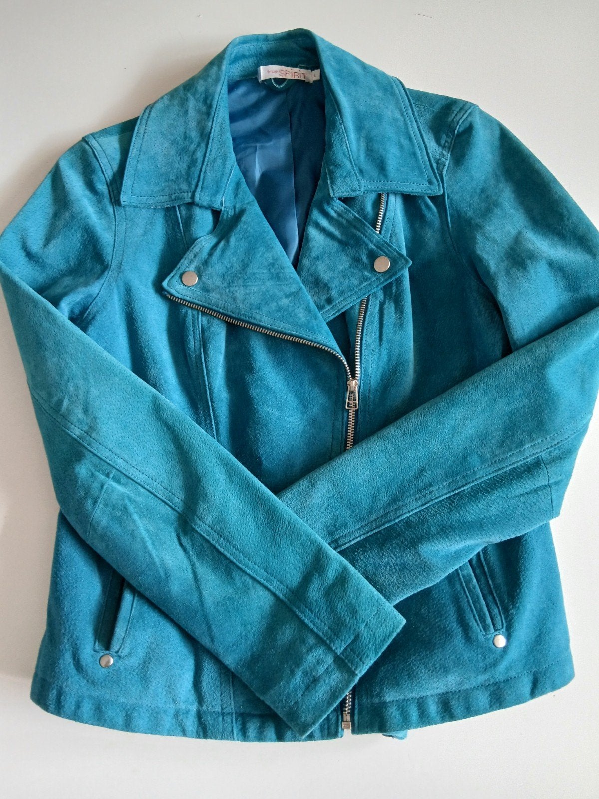 True Spirit suède jasje in turquoise, maat L, Blauw, Maat 42/44 (L), Ophalen of Verzenden, True Spirit