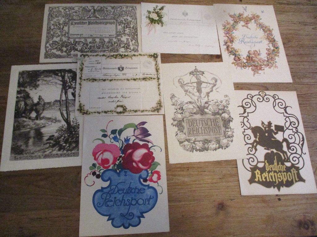 Lot Reichspost telegrammen Schmuckblatttelegrammen jaren 30, Verzenden, Overige periodes, Gestempeld