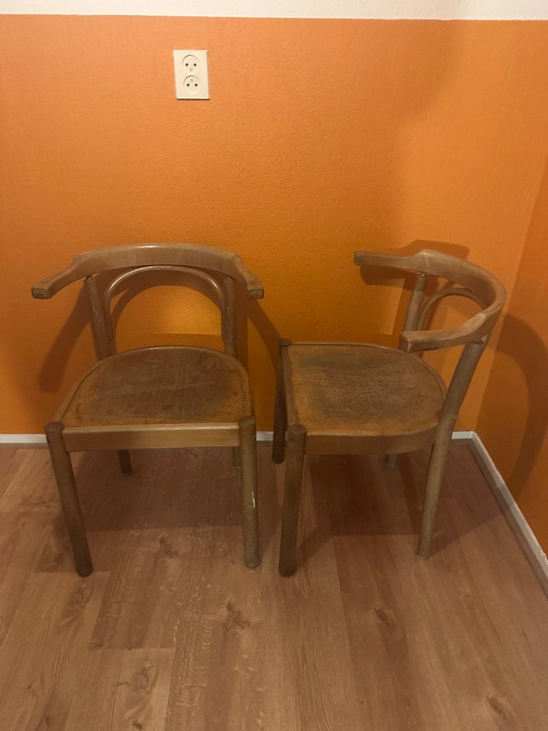 2x vintage houten stoel, Huis en Inrichting, Ophalen, Gebruikt, Twee, Bruin