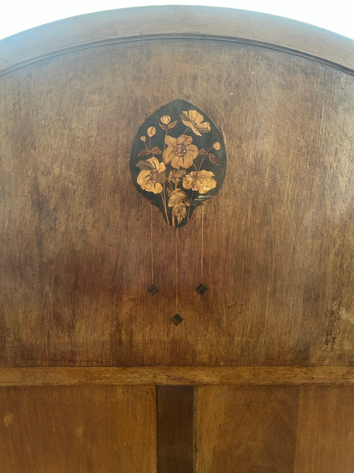 Art Nouveau Mahoniehouten Bed 140x195 met Messing Pootjes, Antiek en Kunst, Ophalen of Verzenden