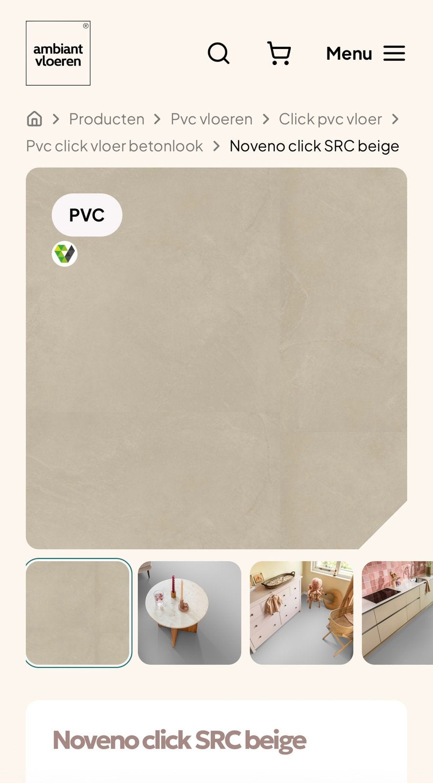 Beige PVC click vloer Ambiant Noveno, Huis en Inrichting, Ophalen, Beige, Overige typen, Nieuw