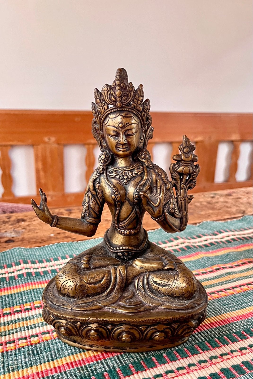 Bronzen Boeddha Beeld - Tara - 20 cm hoog, Ophalen of Verzenden
