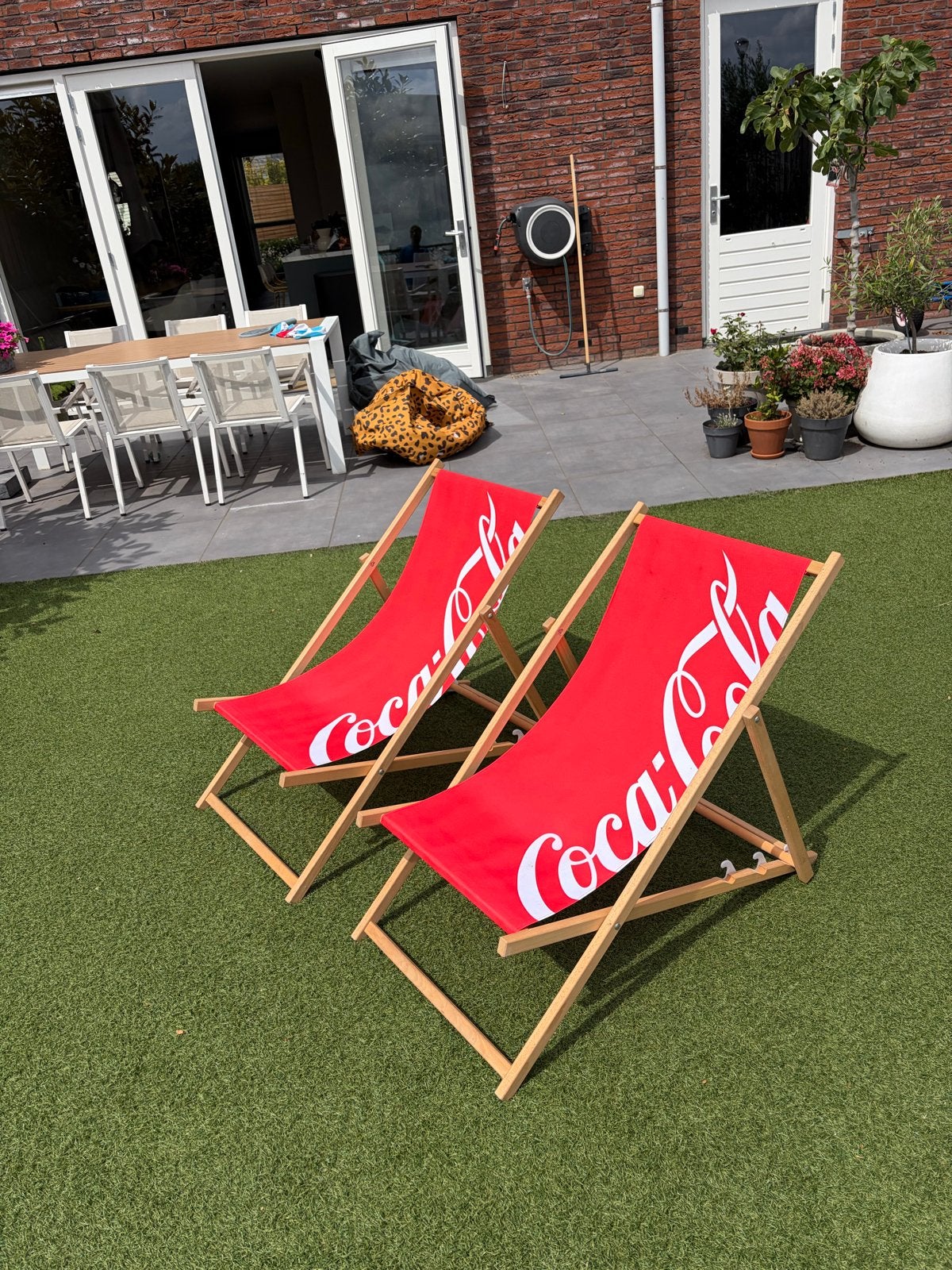 2 Coca-Cola strandstoelen / ligstoelen, Tuin en Terras, Ophalen of Verzenden, Nieuw, Hout, Inklapbaar
