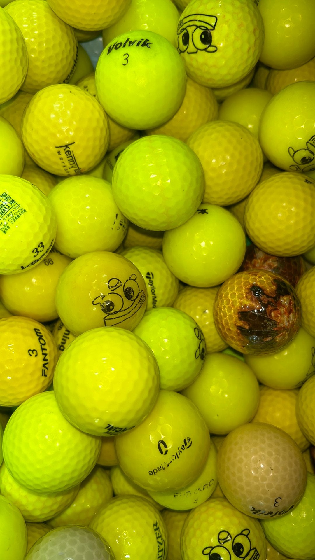 Gele golfballen mix 200 stuks, Ophalen of Verzenden, Zo goed als nieuw, Bal(len)