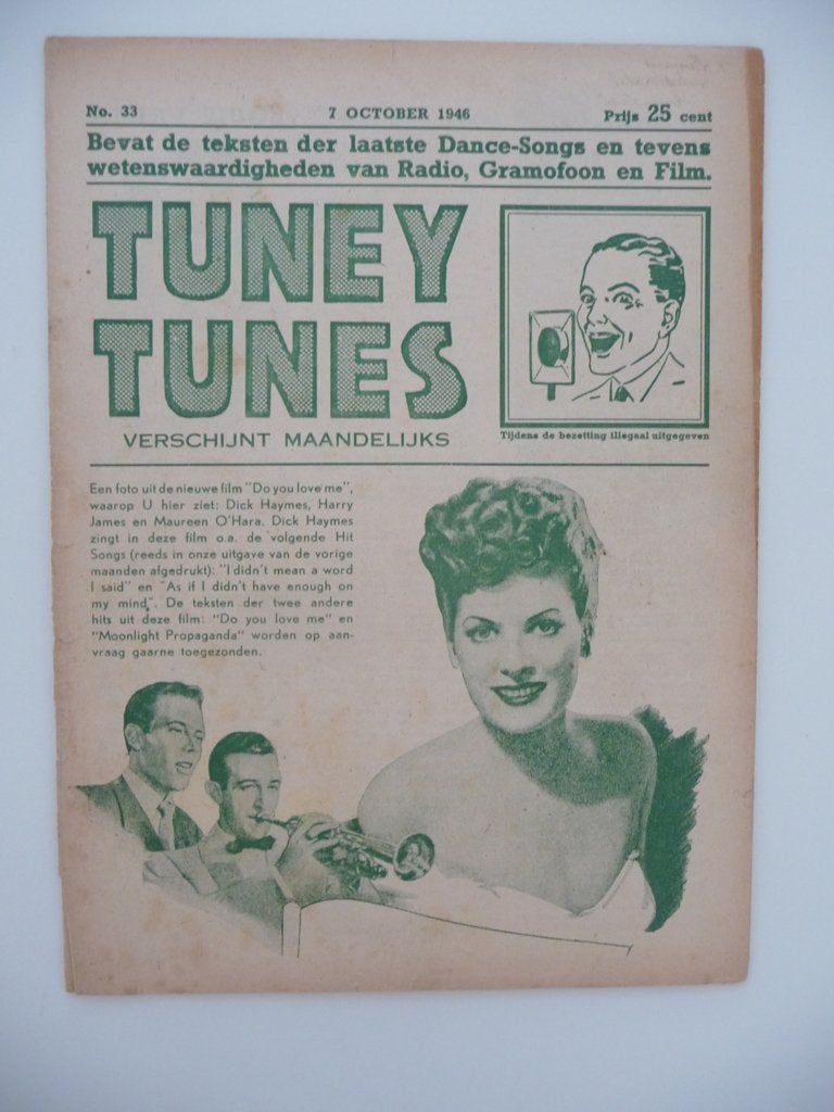 Vintage tijdschrift TUNEY TUNES - No.33 van 7 0ctober 1946, Ophalen of Verzenden, Gebruikt, Boek, Tijdschrift of Artikel