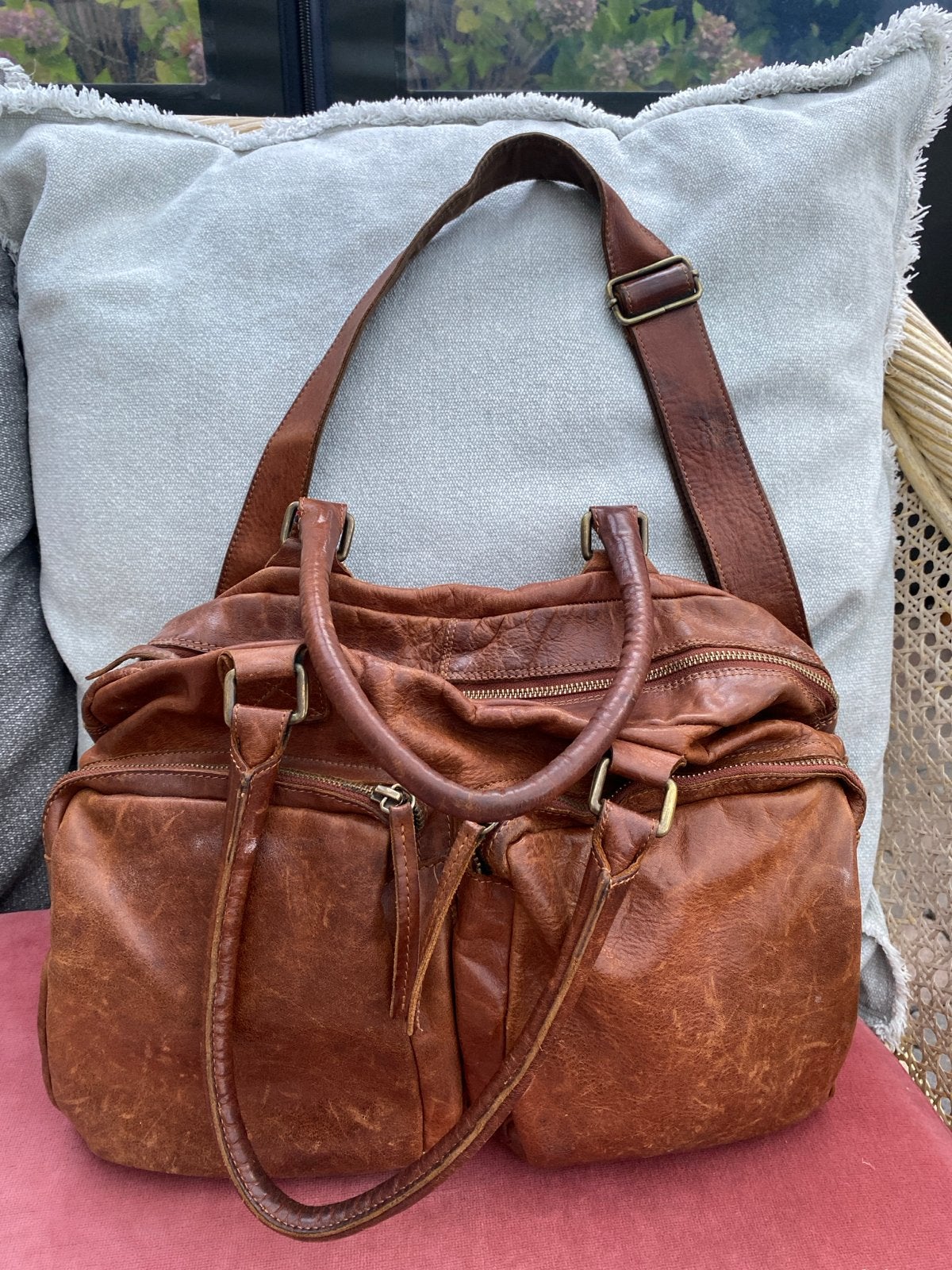 Mooie bruine leren tas van Petrol, Ophalen of Verzenden, Gebruikt, Bruin