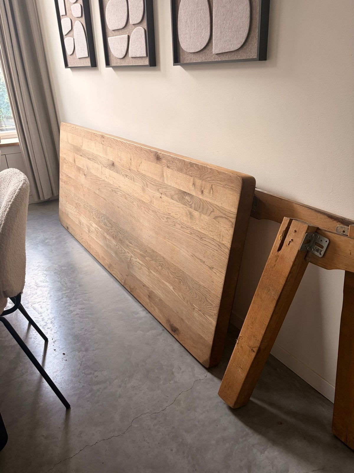 Massief eiken eettafel, Ophalen, Gebruikt, Eikenhout, 200 cm of meer