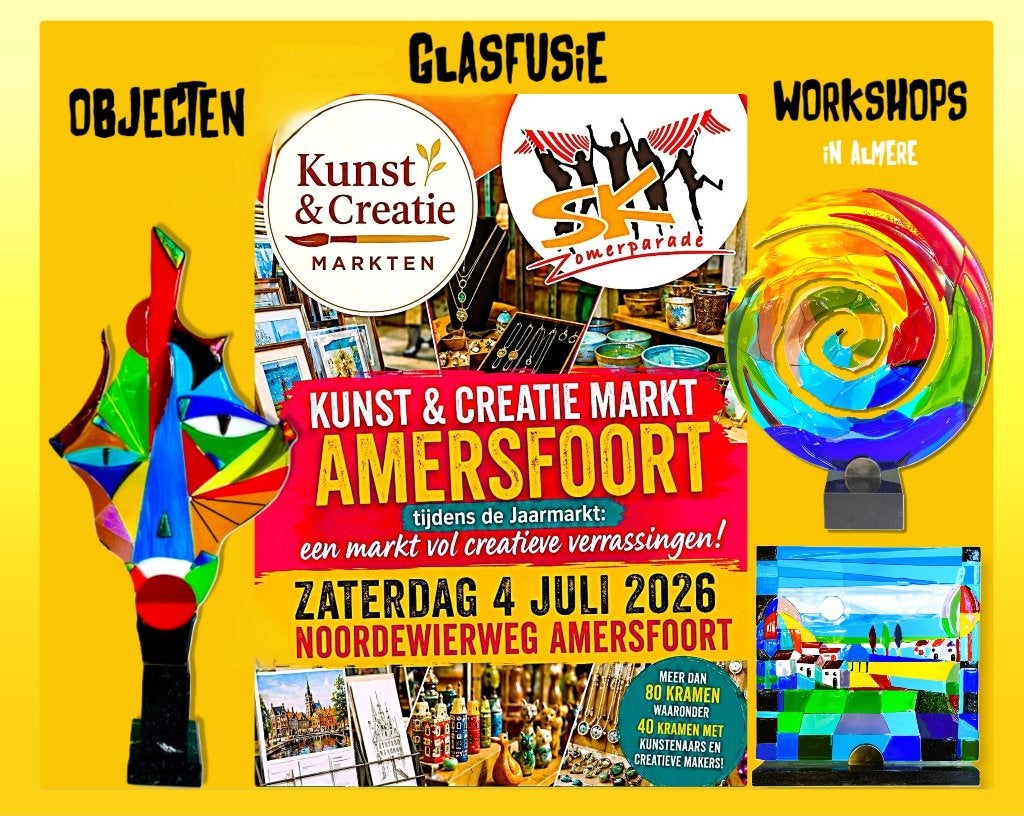 glasfusie, glaskunst, glas, kunstmarkt in amersfoort 4/7/26, Ophalen