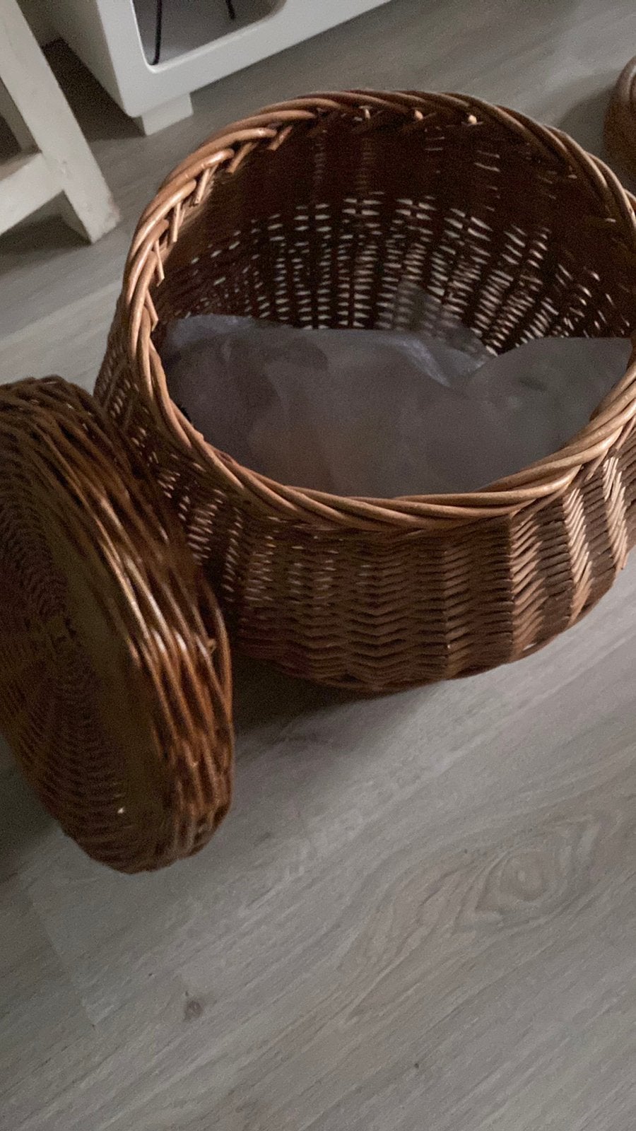 Opberg mand hard riet, Huis en Inrichting, Ophalen of Verzenden, Zo goed als nieuw, Rond, Riet