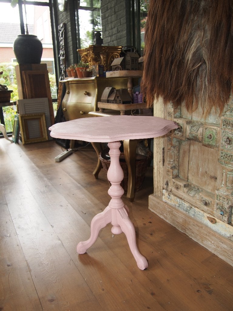 Brocante houten bijzettafel - Roze 60 cm x 54 cm, Ophalen