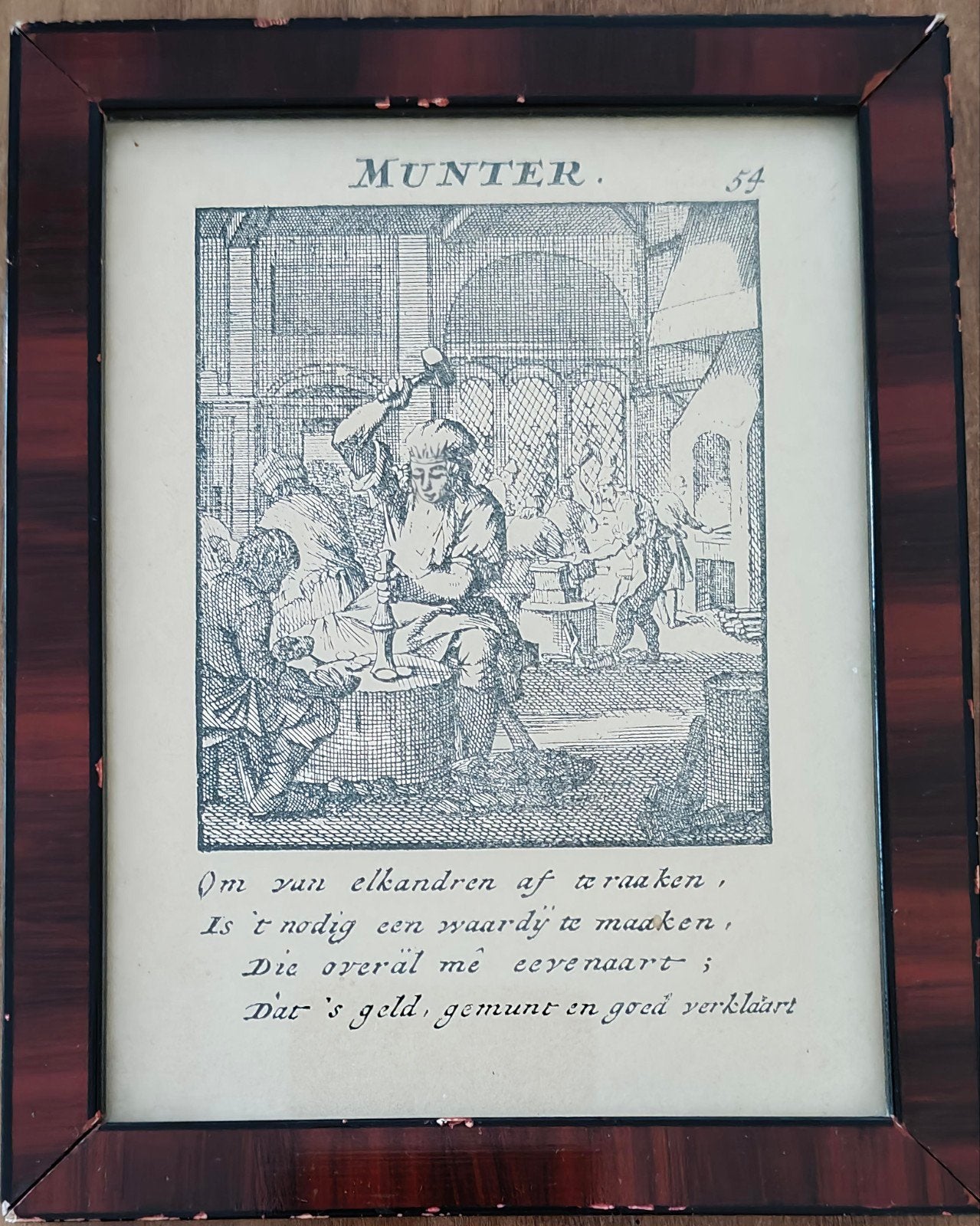 Reproductie van De Munter - Oude prent, Ophalen of Verzenden, Gebruikt, Minder dan 50 cm, Print