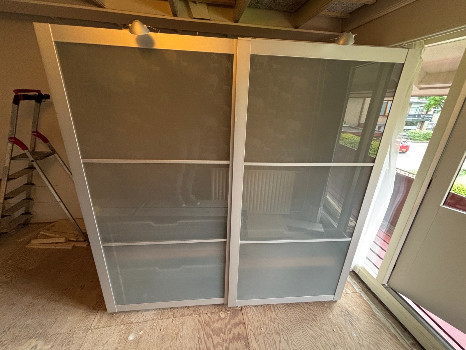 Schuifdeurkast Ikea Pax, moet z.s.m. weg (gratis), Ophalen, 200 cm of meer, 50 tot 75 cm, Glas