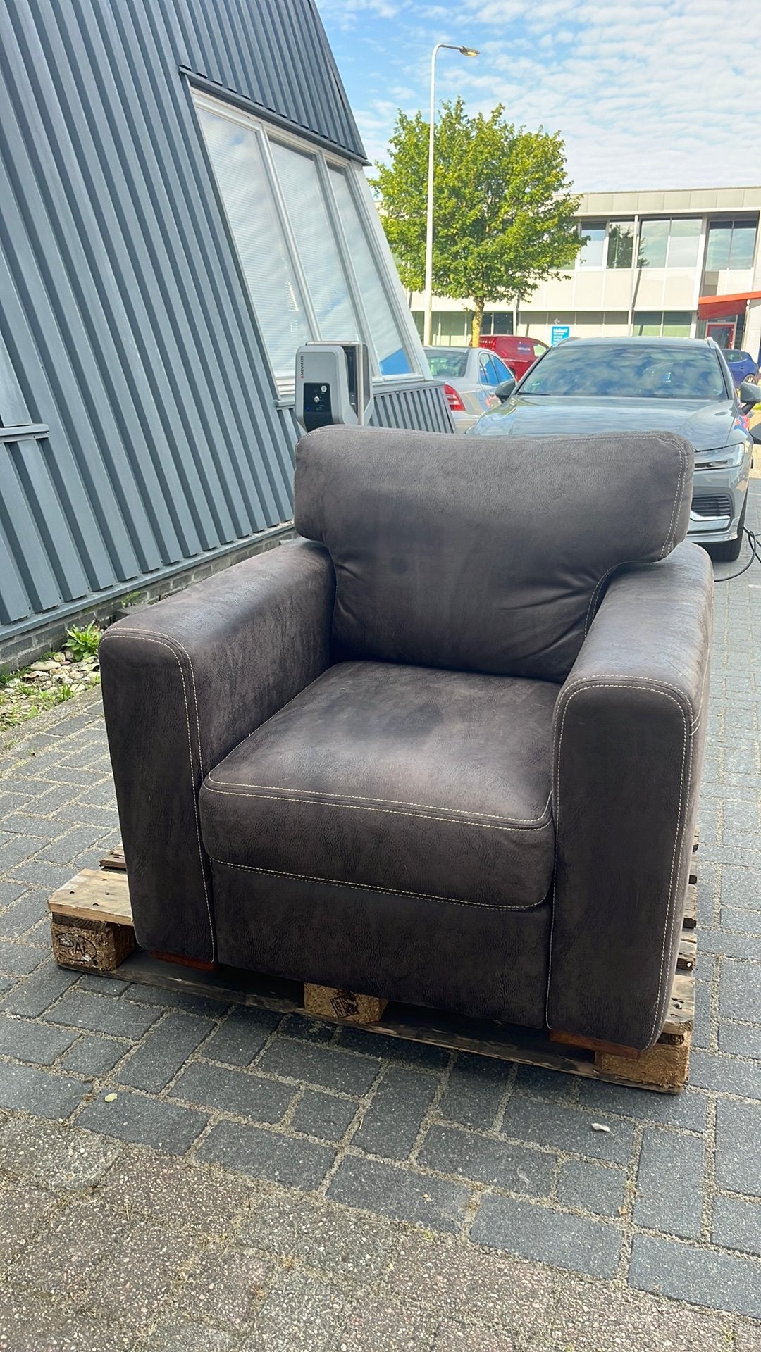 Leren stoel, Huis en Inrichting, Fauteuils, Ophalen, Gebruikt, 75 tot 100 cm, Leer