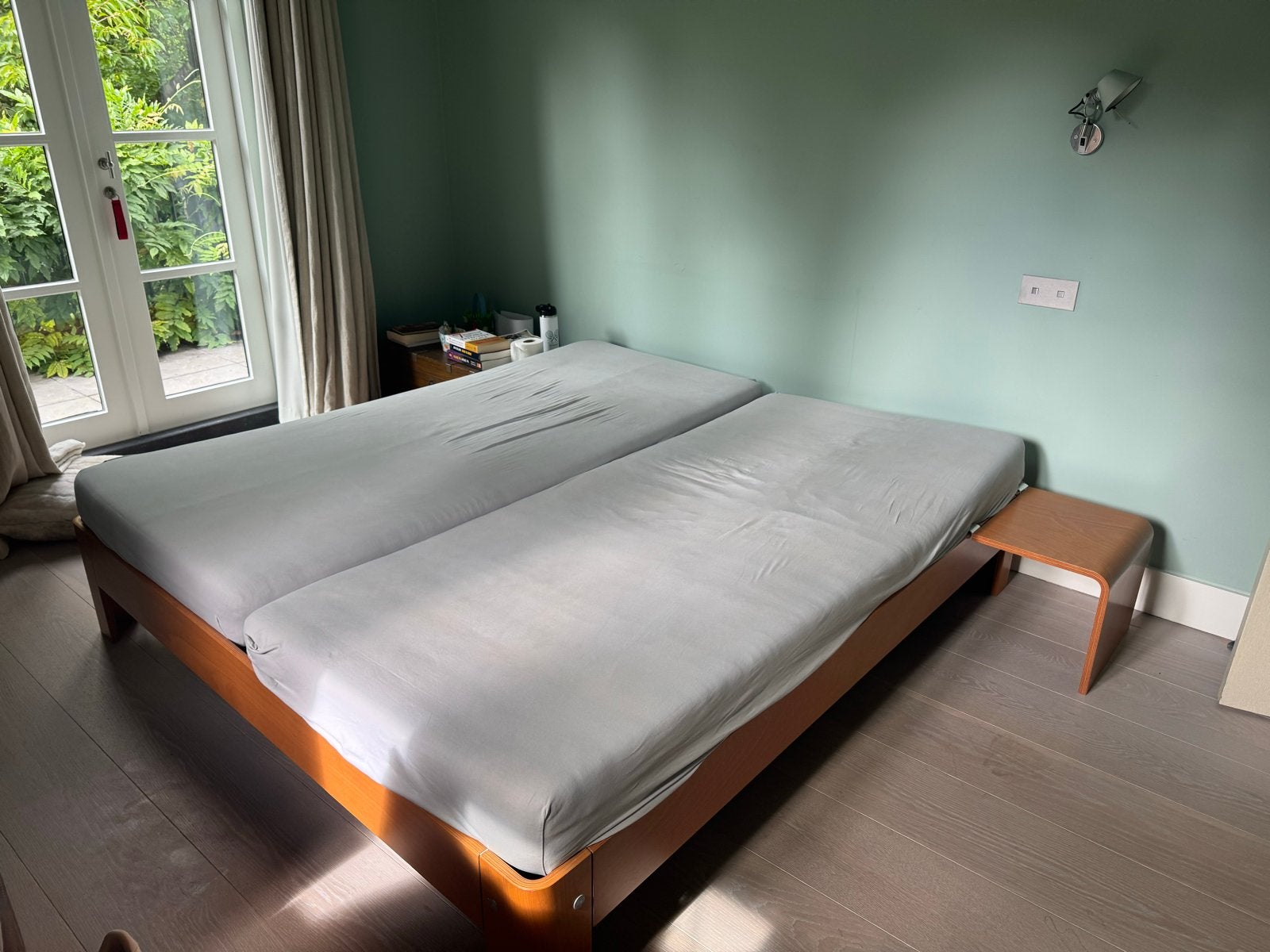 Auping Auronde bed 180x200 met 1 elektrische spiraal, Huis en Inrichting, Slaapkamer | Bedden, Ophalen, Bruin, Tweepersoons, 180 cm
