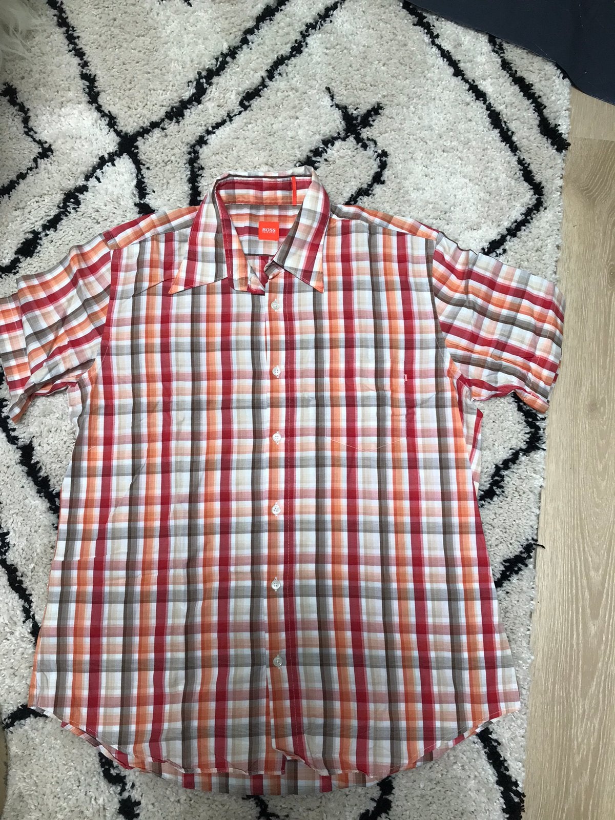 Mooie zgan HUGO BOSS ORANGE katoen overhemd korte mouw, Kleding | Heren, Ophalen of Verzenden, Zo goed als nieuw, Meerkleurig