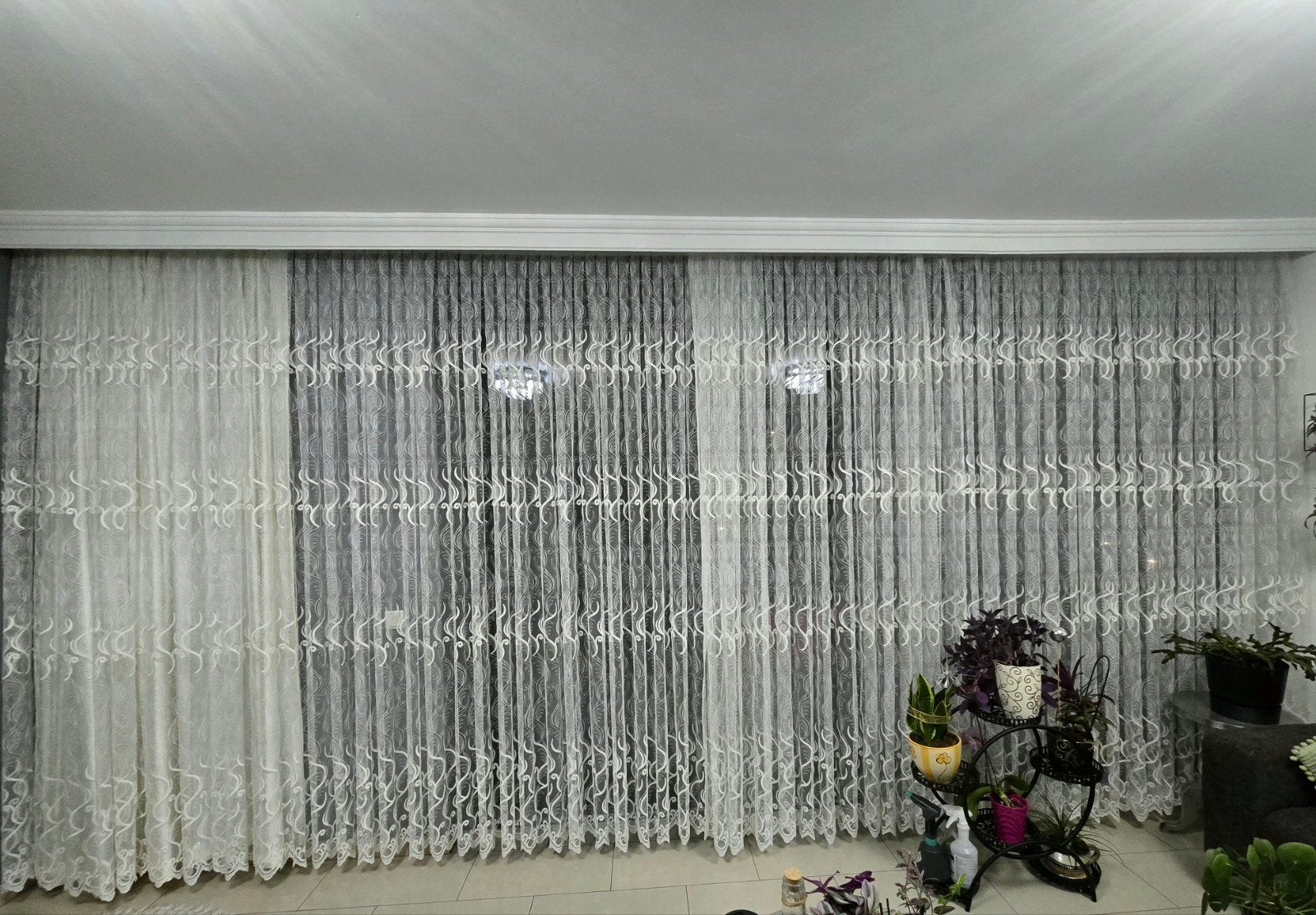 4-delige vitrage - 2x 200cm, 2x 280cm breed, 262cm hoog, Ophalen, Gebruikt, Vitrage, Lichtdoorlatend