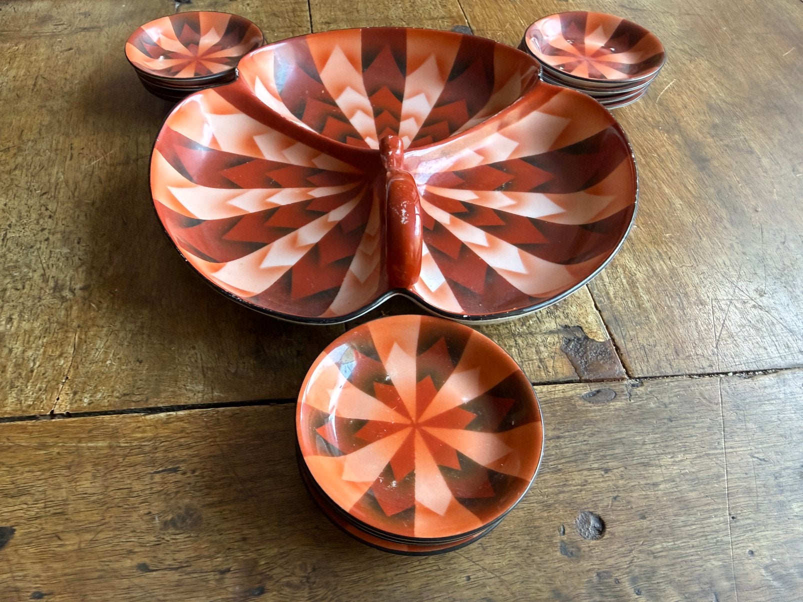 Art Deco porseleinen schaal met schoteltjes, Art Deco, Ophalen of Verzenden