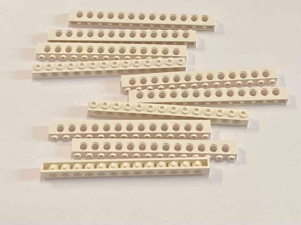 Partij 10x nieuwe 1x14 witte Lego Technic balken, Overige thema's, Lego, Nieuw, Ophalen of Verzenden
