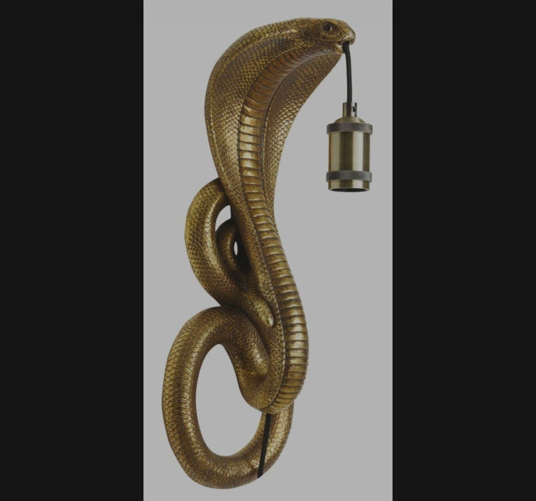 Gouden Cobra Lamp - Unieke Wandlamp, Ophalen of Verzenden