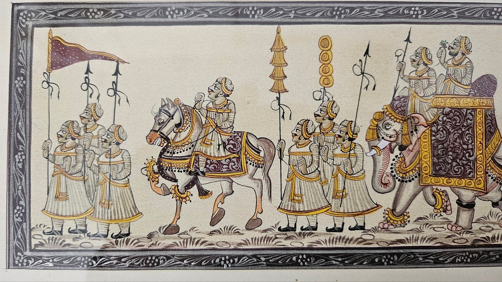 Indiase miniatuur schildering op zijde, India, Ophalen of Verzenden, Geschilderd, Meerkleurig