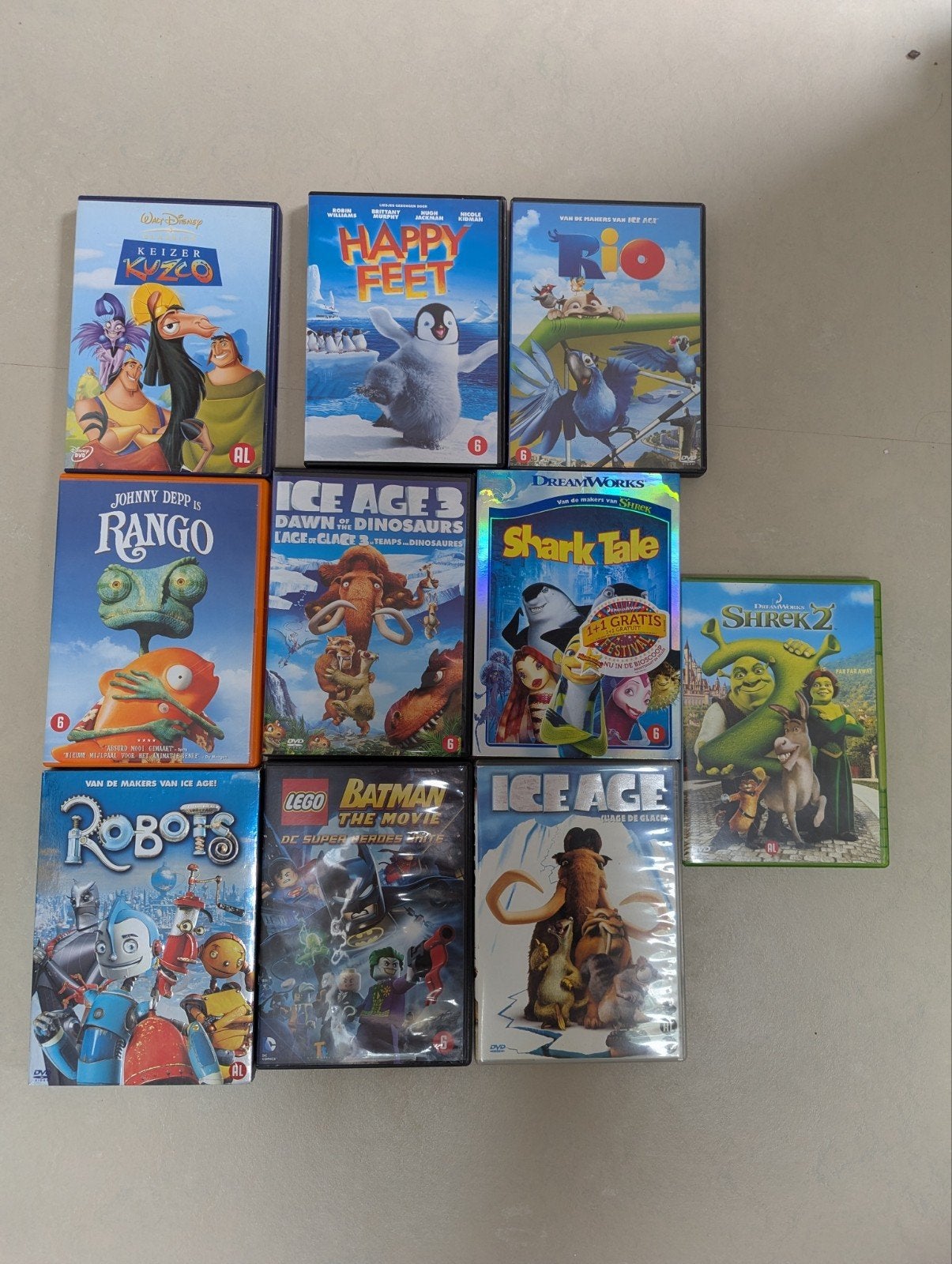 Dvd animatie Happy Feet kuzco rio Shrek ice age Batman, 1 speler, Zo goed als nieuw, Vanaf 7 jaar, Ophalen