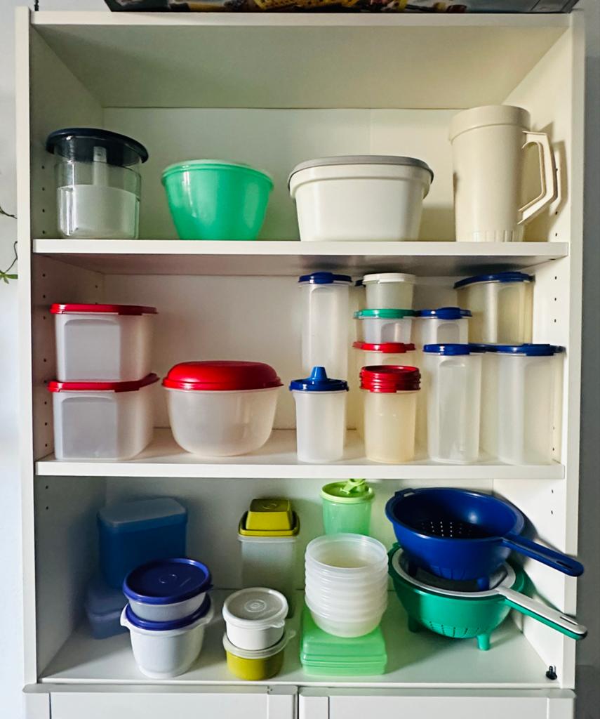 Grote collectie Tupperware bakjes en schalen 45 stuks, Ophalen of Verzenden, Zo goed als nieuw, Blauw, Overige typen