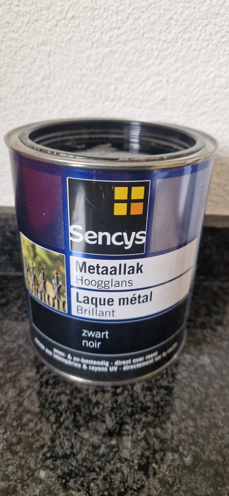 Metaal lak hoogglans zwart, Doe-het-zelf en Verbouw, Ophalen, Nieuw, Zwart, Lak