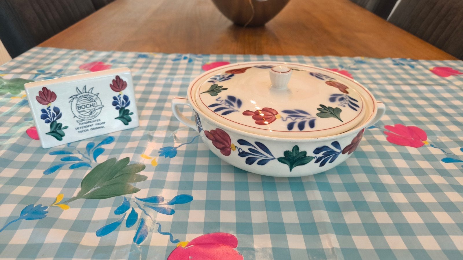 Boerenbont dekschaal, Ophalen, Zo goed als nieuw, Aardewerk, Schaal of Schalen