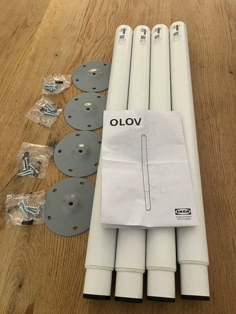 Ongebruikt: IKEA OLOV verstelbare poot - wit, Ophalen, Tafelpoot, 50 tot 100 cm, Rond