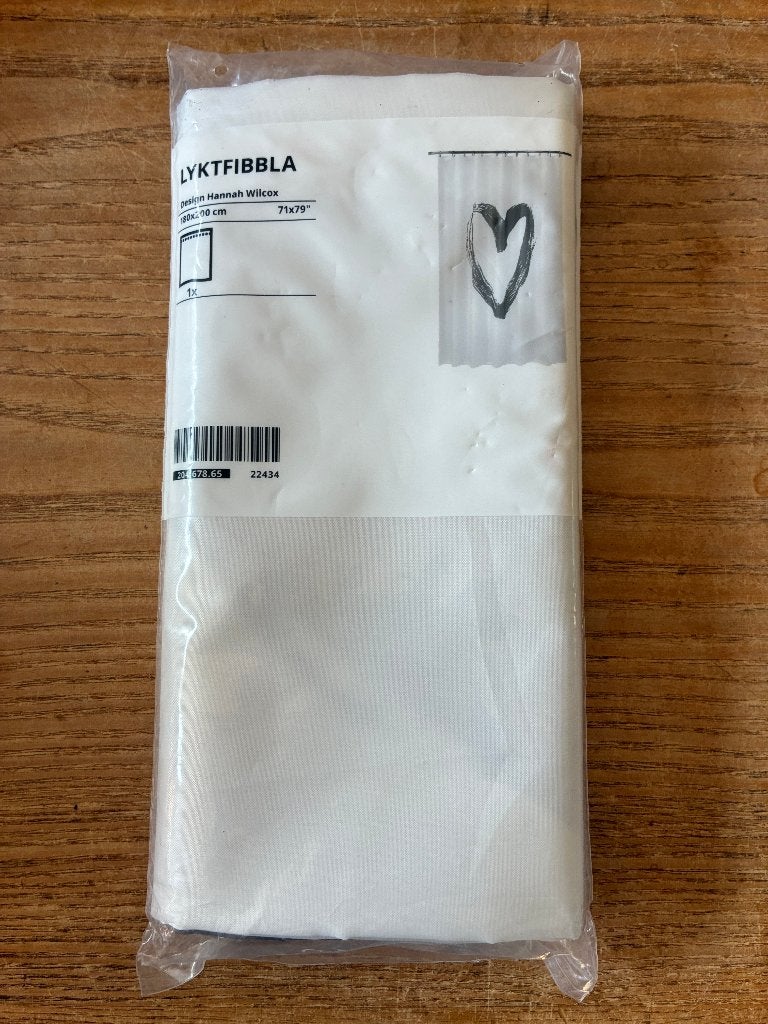 Ikea douchegordijn Lyktfibbla - 180x200 - hartje - nieuw, IKEA, Wit, Nieuw, Ophalen of Verzenden
