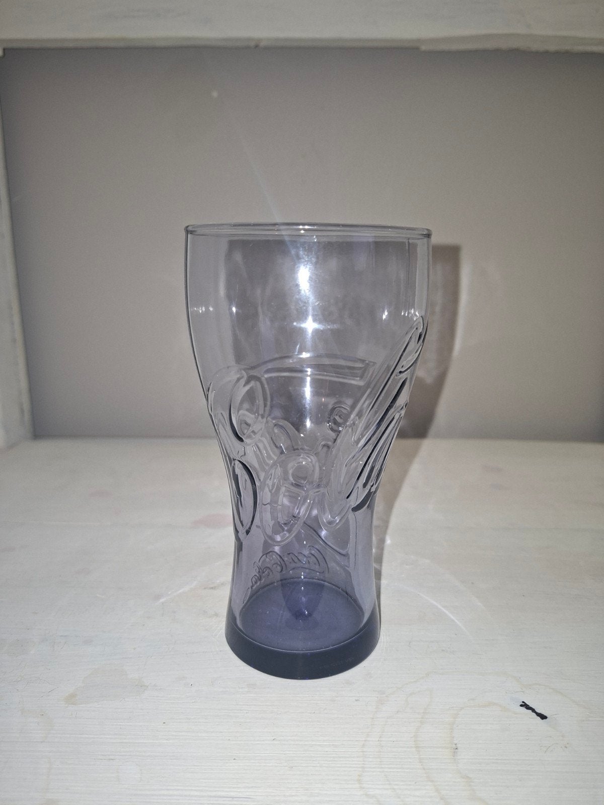 Vintage paars Coca-cola glas., Ophalen of Verzenden, Zo goed als nieuw