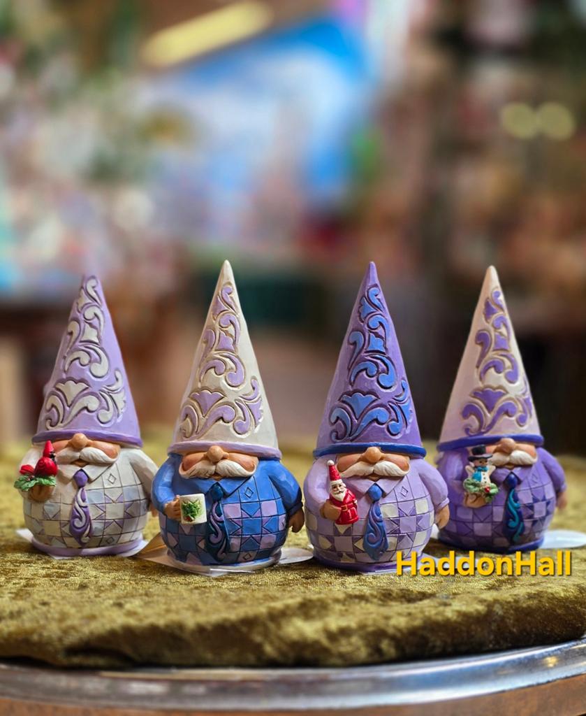 Set van 4 Jim Shore Purple Gnomes - Heartwood Creek Collecti, Ophalen of Verzenden, Nieuw, Overige typen