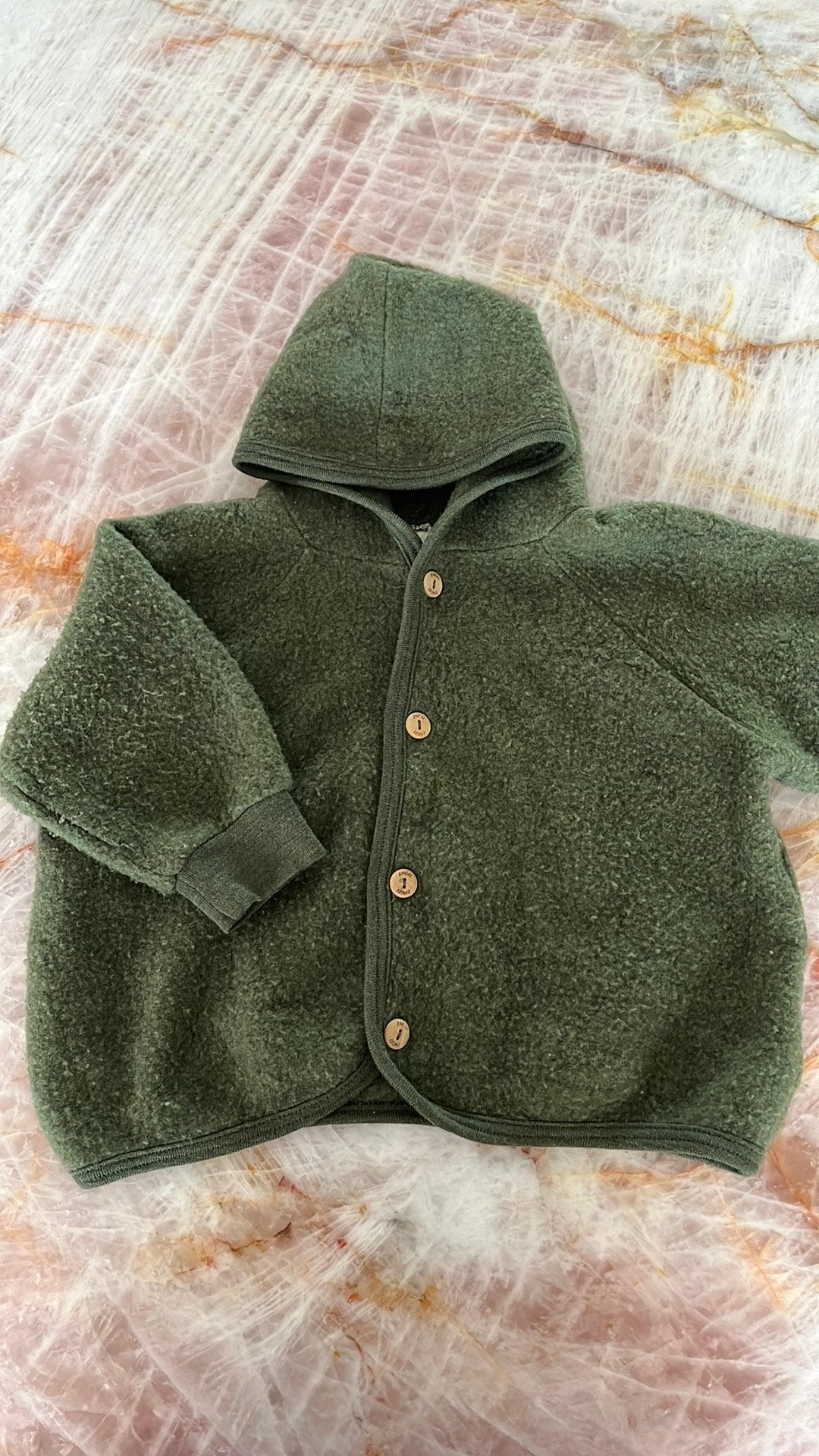 Engel natur groene wollen jas 86/92, Kinderen en Baby's, Ophalen of Verzenden, Zo goed als nieuw, Jongetje of Meisje, Jasje