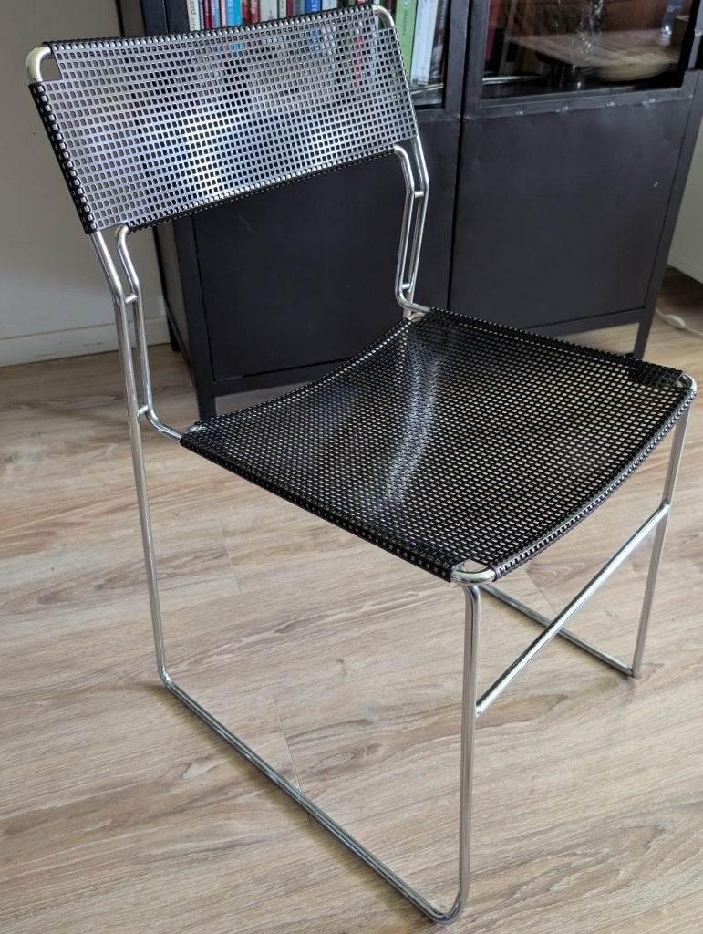 Set van 4 Vintage Arrben Italy Sultana eetkamerstoelen, Ophalen, Gebruikt, Zwart, Vier