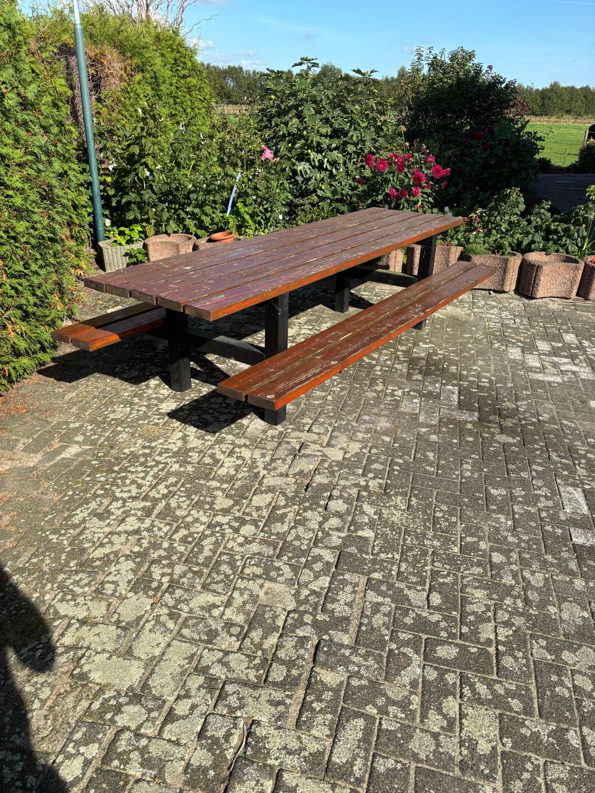 Robuuste Tuintafel / Picknickbank 3m x 1.45m, Ophalen, Gebruikt, Rechthoekig, Hout