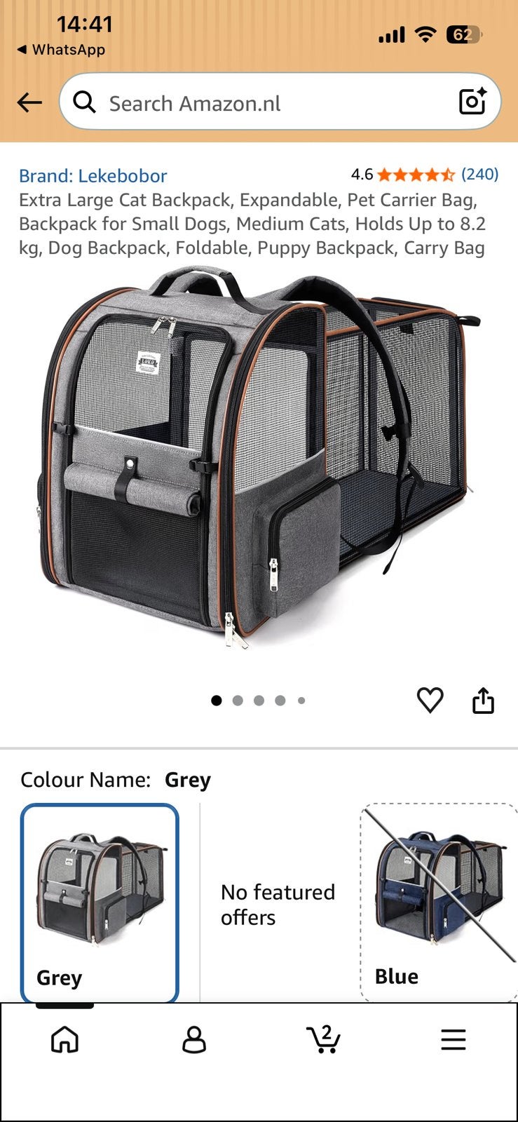 Honden en/of katten rugtas zie foto “s nieuw, Ophalen of Verzenden, Nieuw