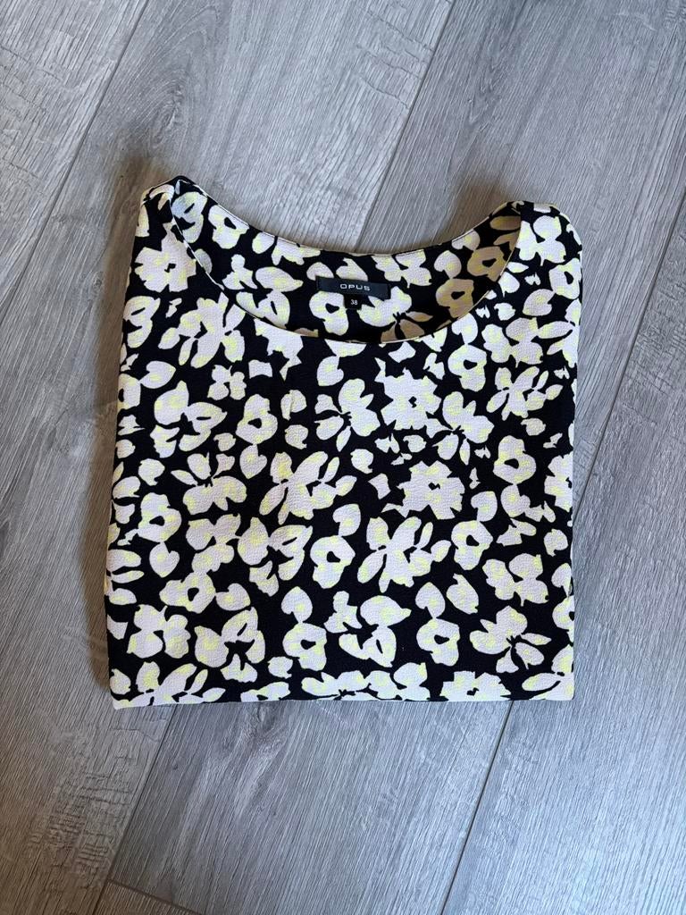Opus blouse zwart met bloemenprint - Maat 38, Ophalen of Verzenden, Zo goed als nieuw, Maat 38/40 (M), Zwart