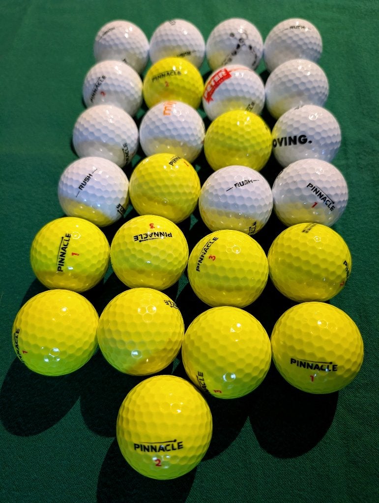25 Stuks Pinnacle Rush Golfballen, Ophalen of Verzenden, Gebruikt, Bal(len), Overige merken