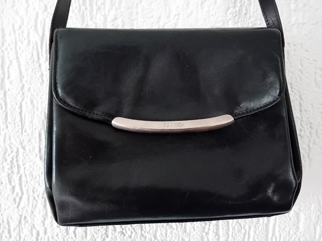 La Moda zwarte leren tas, Zwart, Zo goed als nieuw, Leer, Ophalen