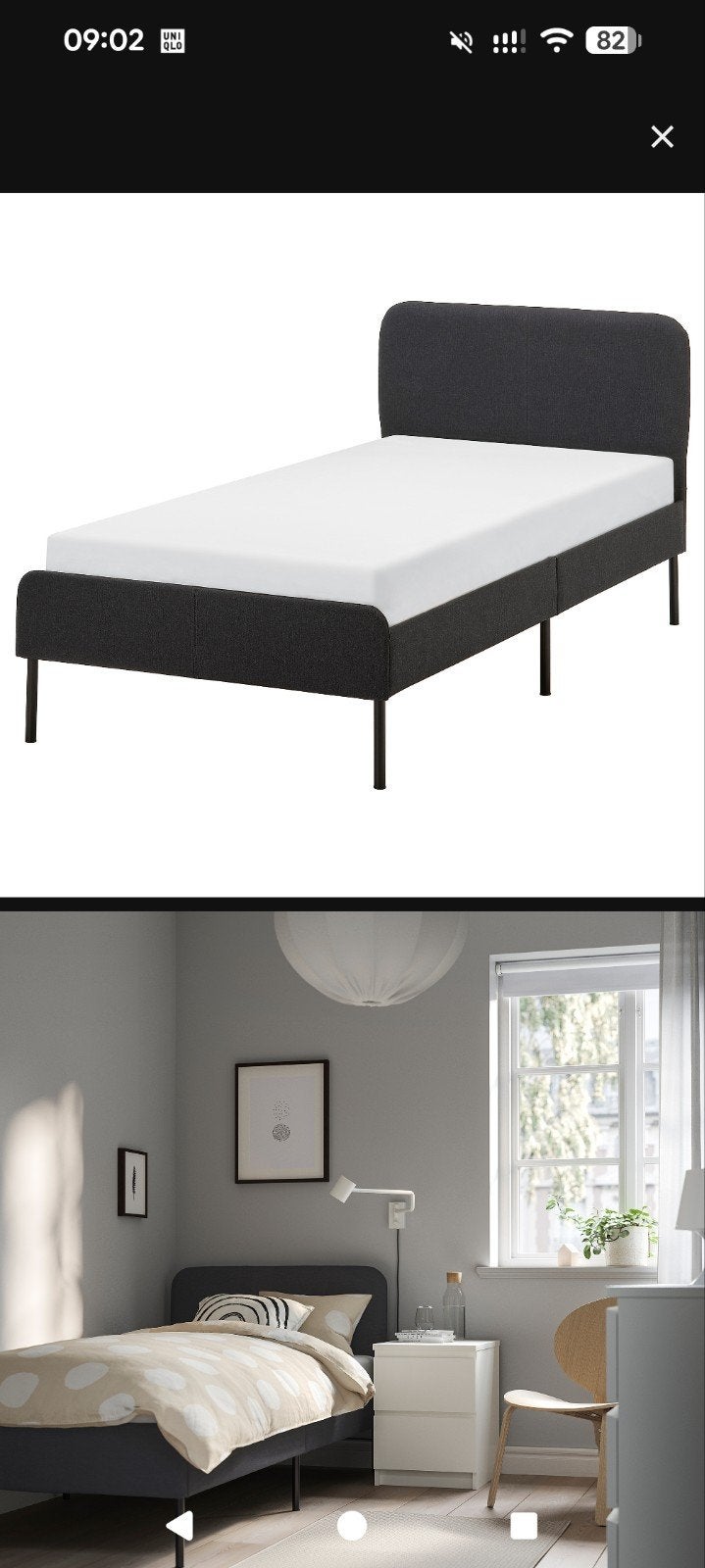 Ikea Vesteroy matras en Slattum bedframe (90x200), Ophalen, 90 cm, Eenpersoons, Zo goed als nieuw