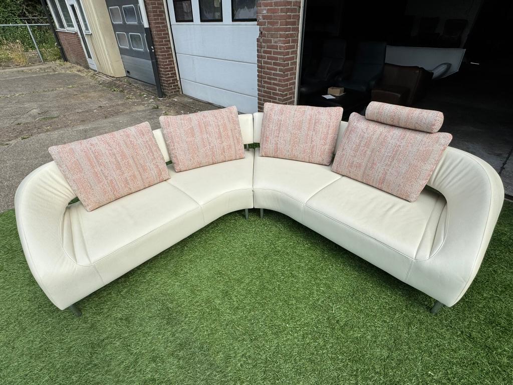 Hoekbank LEOLUX Vol de Reve bankstel leer/stof design bank, Ophalen, Leolux, Geen, Pahest@hotmail.nl