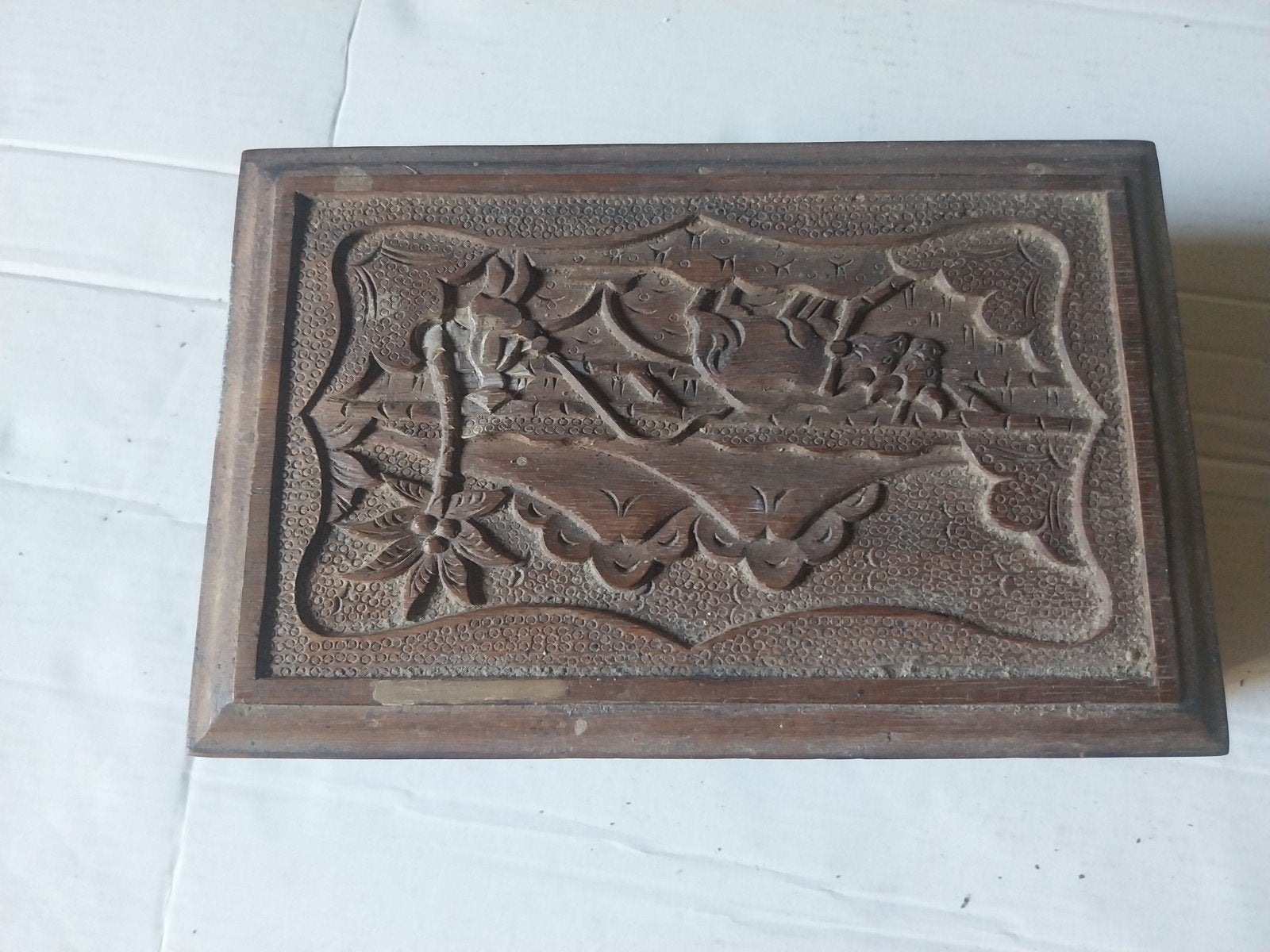 Vintage houten doosje - perf. voor sieraden of snuisterijen, Minder dan 50 cm, Gebruikt, Minder dan 50 cm, Ophalen of Verzenden