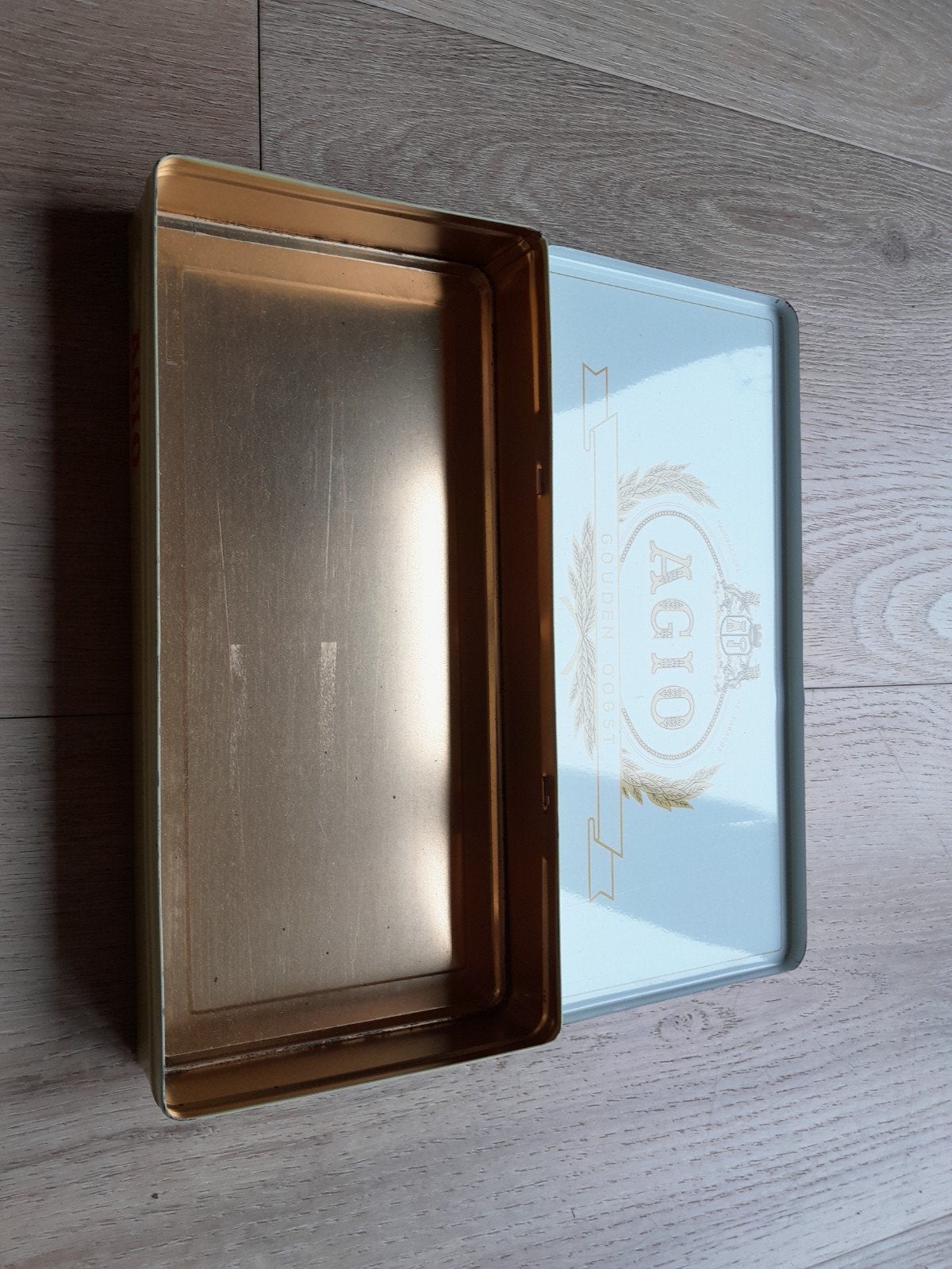 Vintage Agio Gouden Oogst sigarenblik, Verzamelen, Verzenden, Gebruikt, Overige, Overige merken
